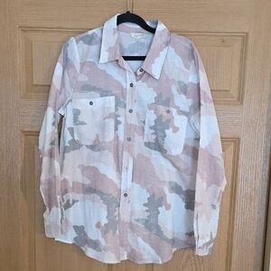 Mystree Pink and Gray‎ Patterned Shirt Sz Small